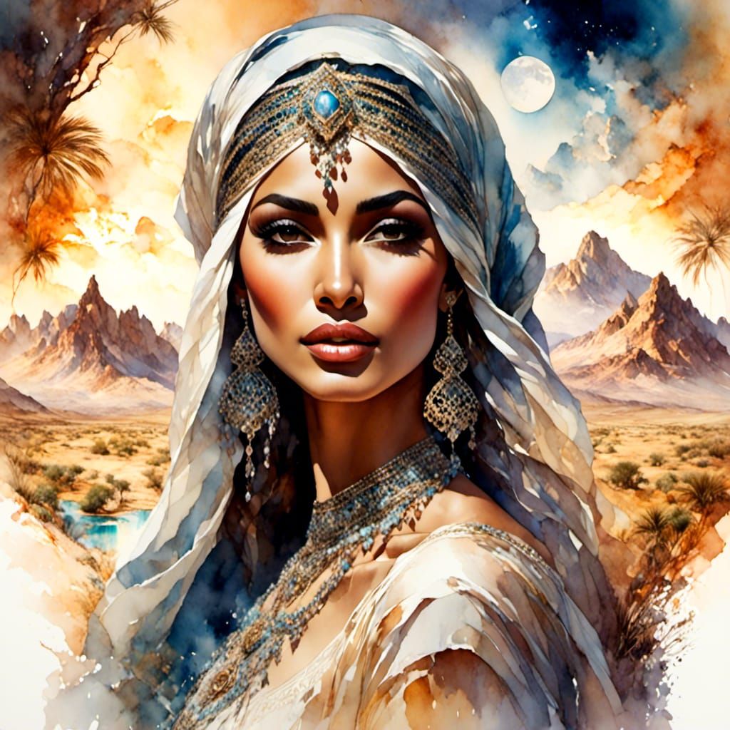 Beautiful Arabian Woman Double exposure