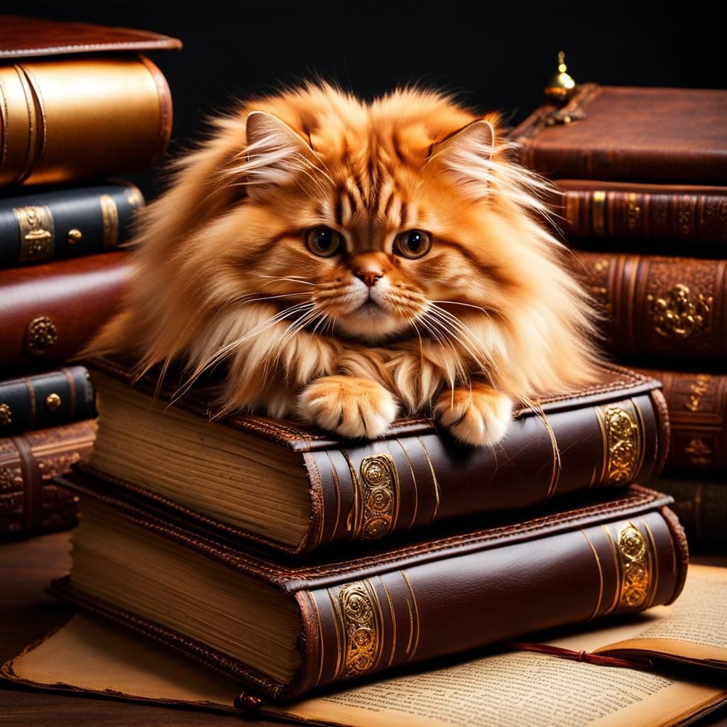 Adorable Crookshanks on Ancient Wizardry Books