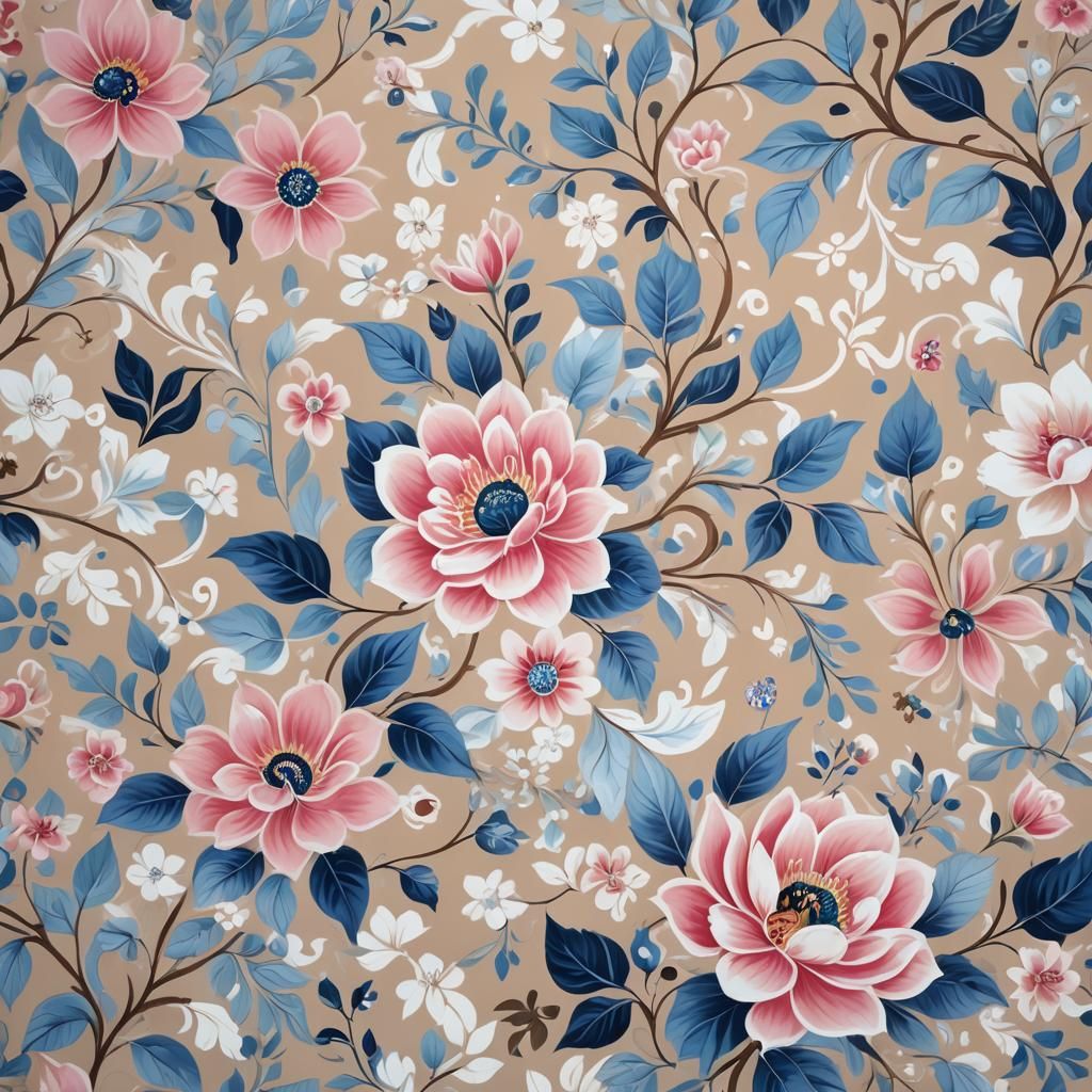 Elegant Mural on Massage Parlor Window in Gouache