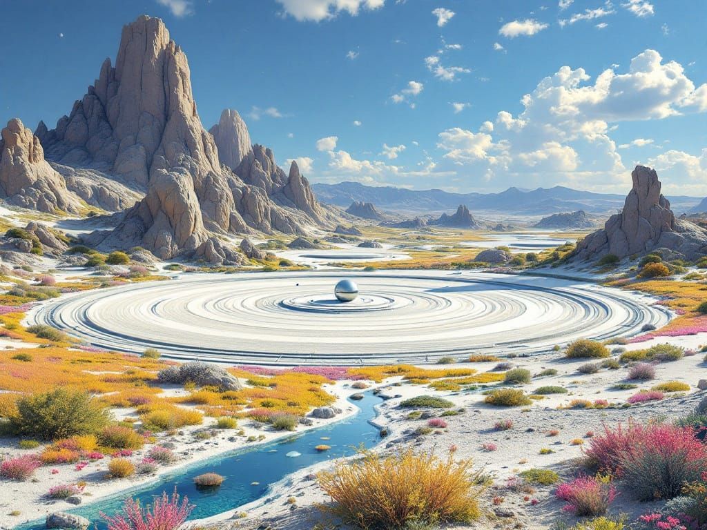 Vibrant Zen Oasis in Springtime Splendor, Inspired by Roger...