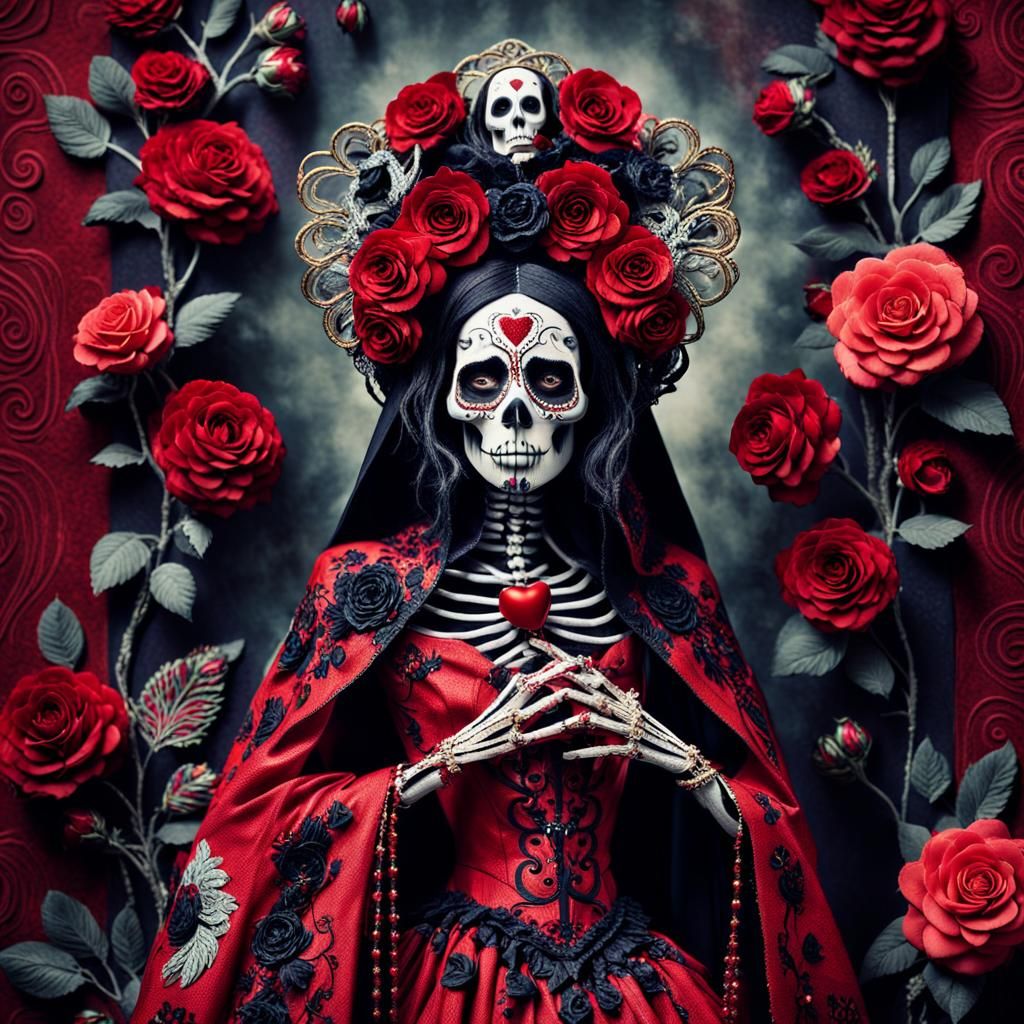 Santa Muerte in Dark Fantasy, Tim Burton Style