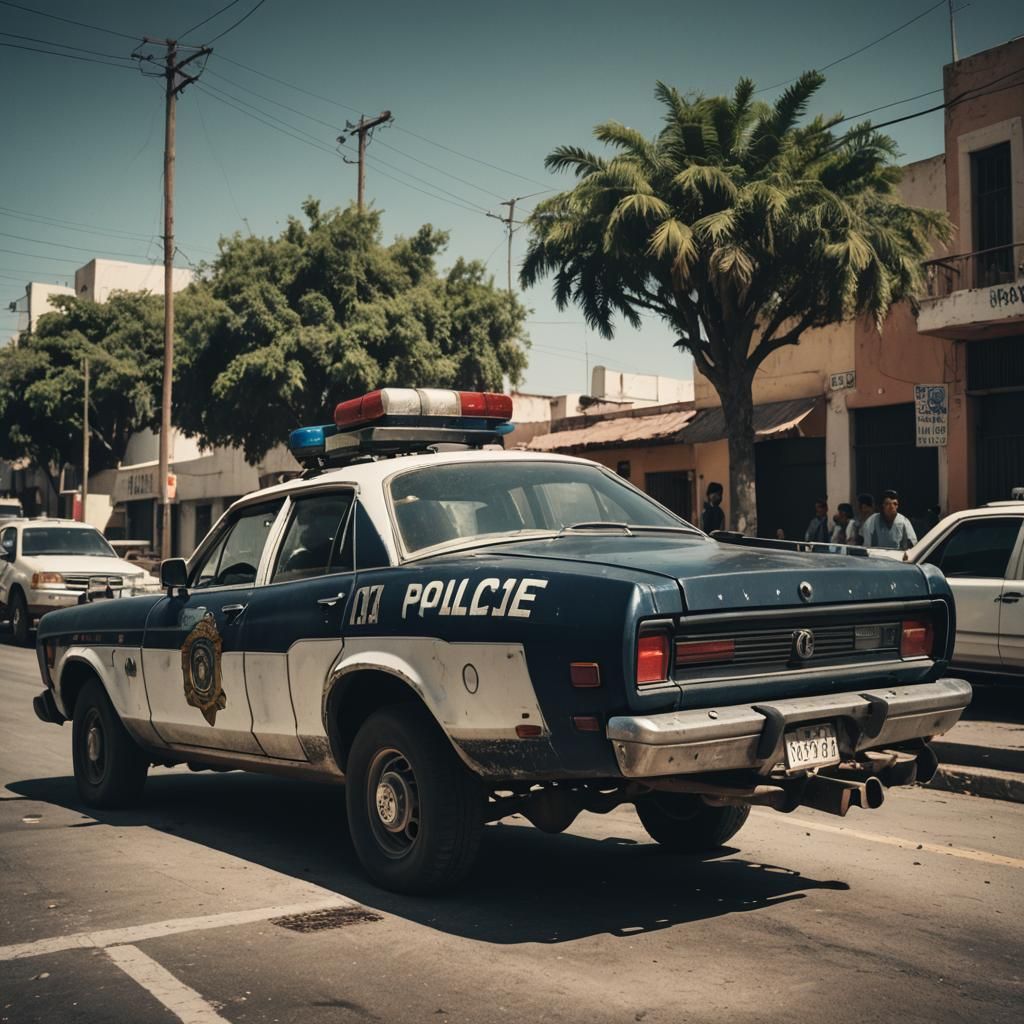 Mexican Police Car in Cinematic Film Style