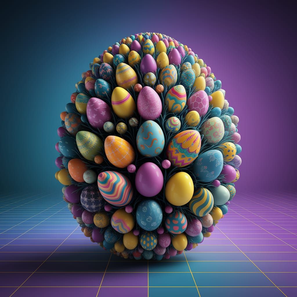 Psychedelic Easter Egg Autostereogram Art
