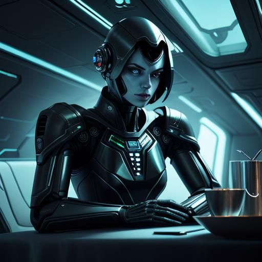 Sci-Fi Dinner Table on Spaceship in Metallic Style