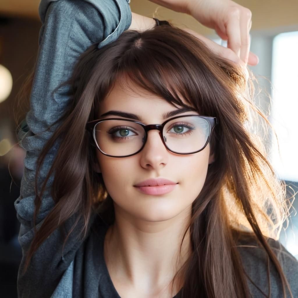 Portrait of a Brunette Girl with Glasses