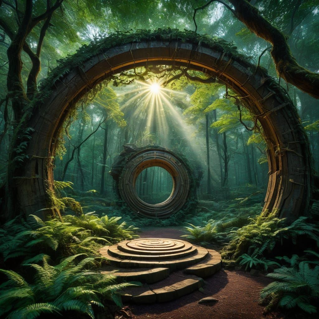 Spiral Portal in an Enchanted Forest