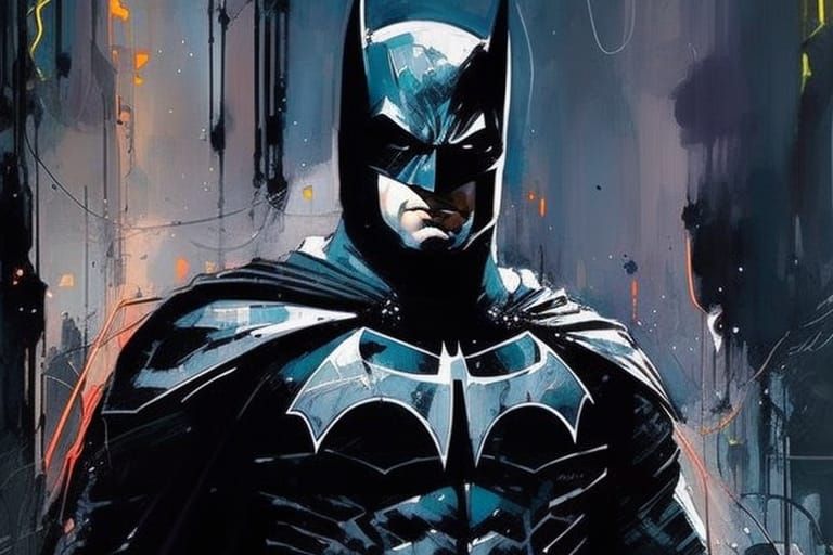 Sinister Cartoon Batman Portrait with Glowing Eyes