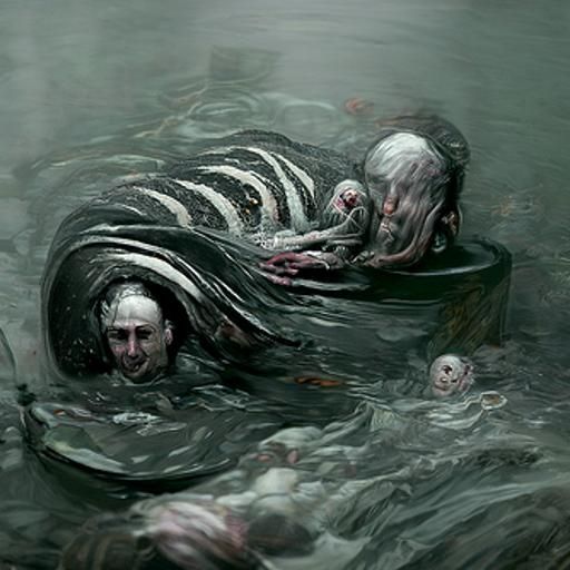 Drowning Brain: Horror Art in Gustave Doré Style