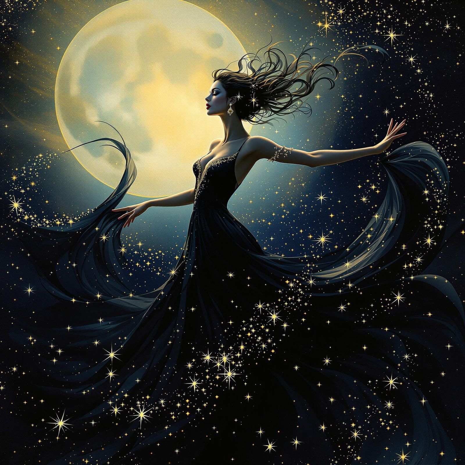A Nighttime Queen in Elegant, Mystical Splendor