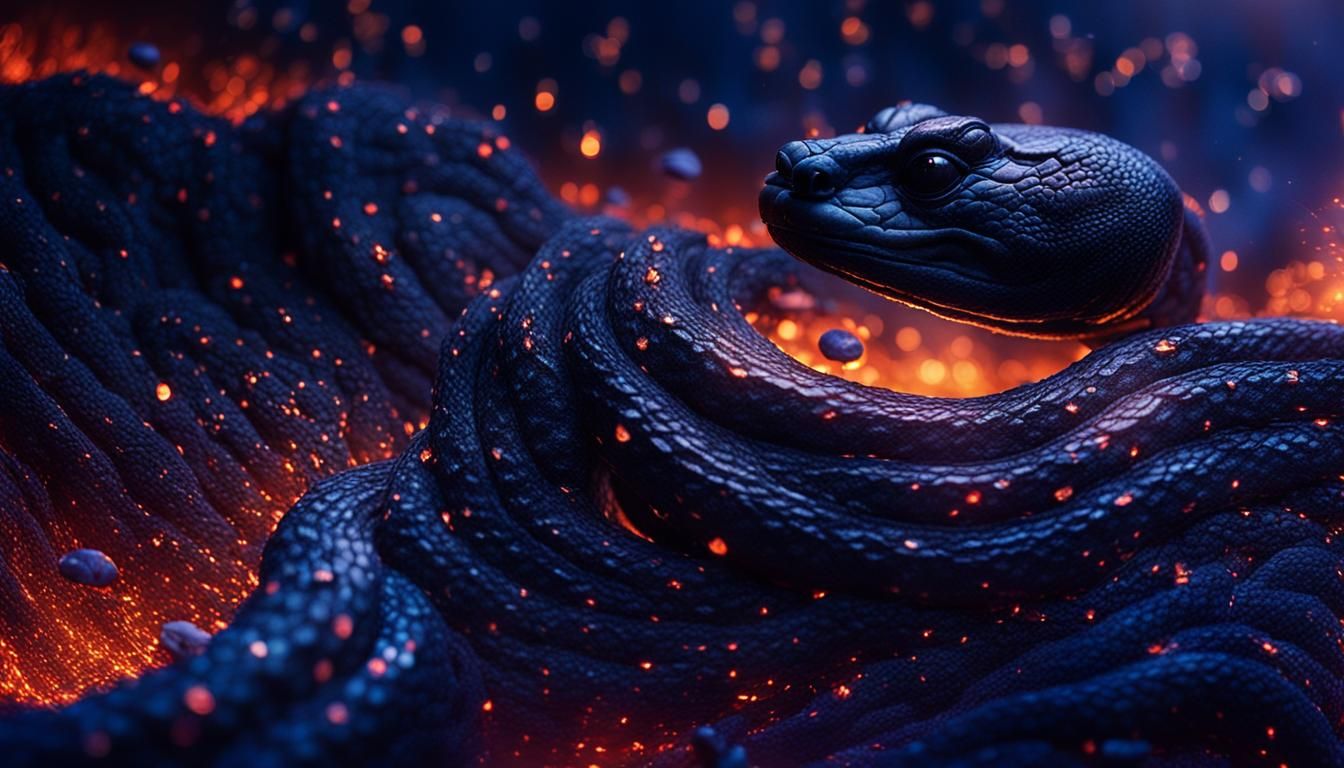 Mystical Snake Mountain with Palace in Cinematic Style