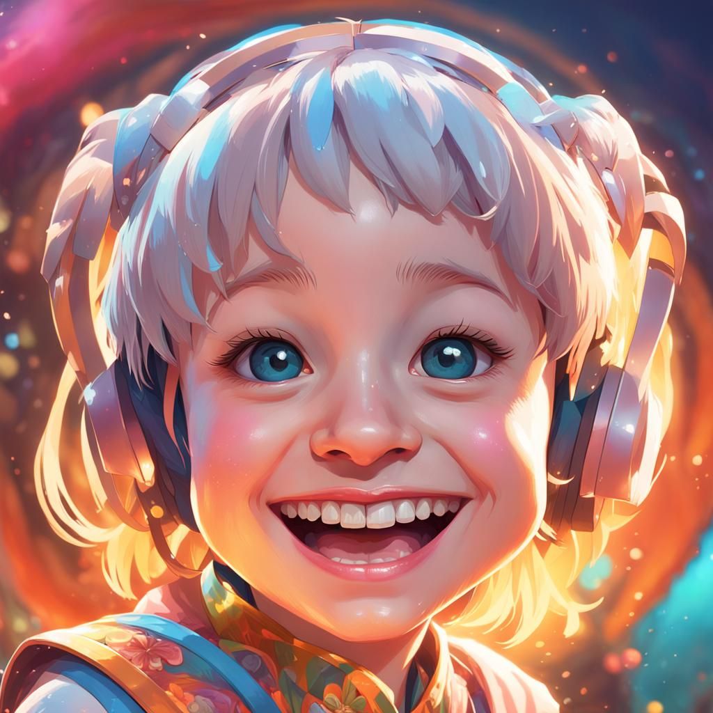 A happy laughing face of enjoyment head and shoulders portra...