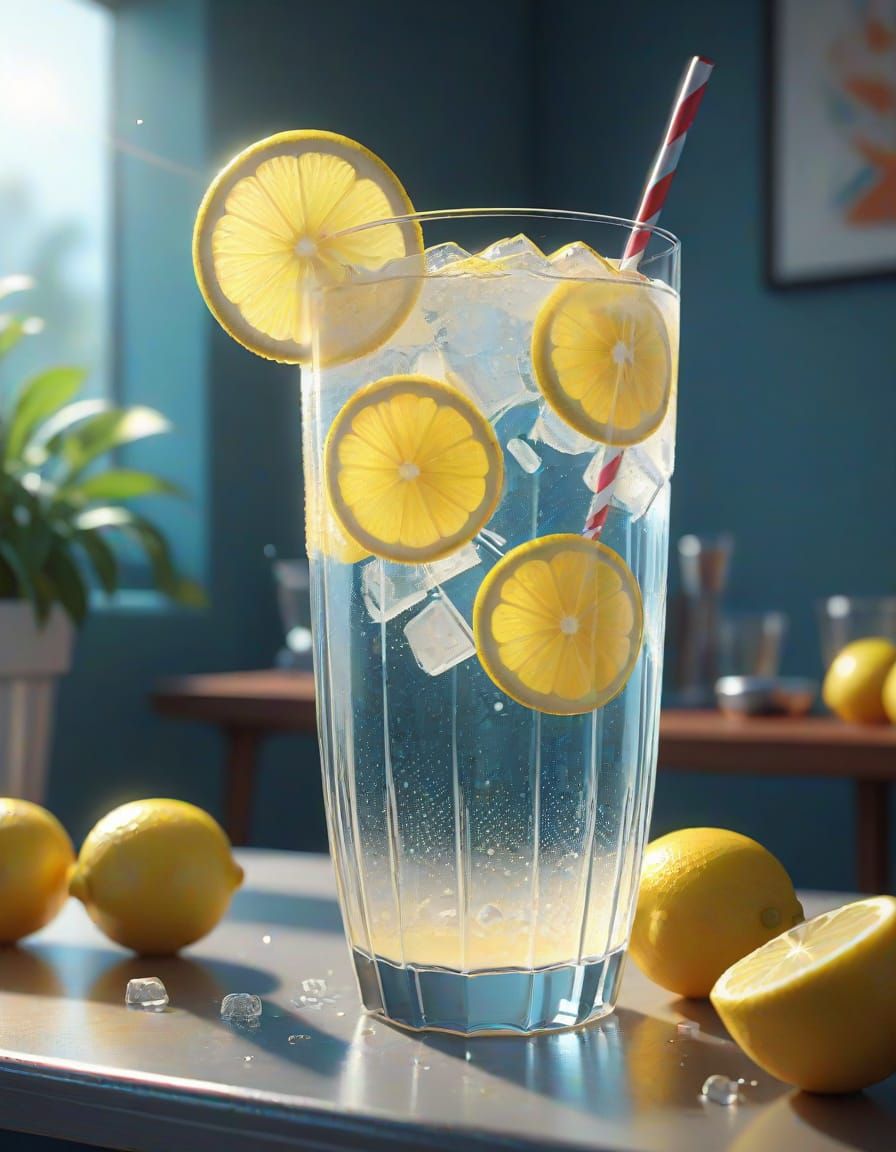 Vibrant Summer Glass in Hyper-Realistic 3D Anime Style