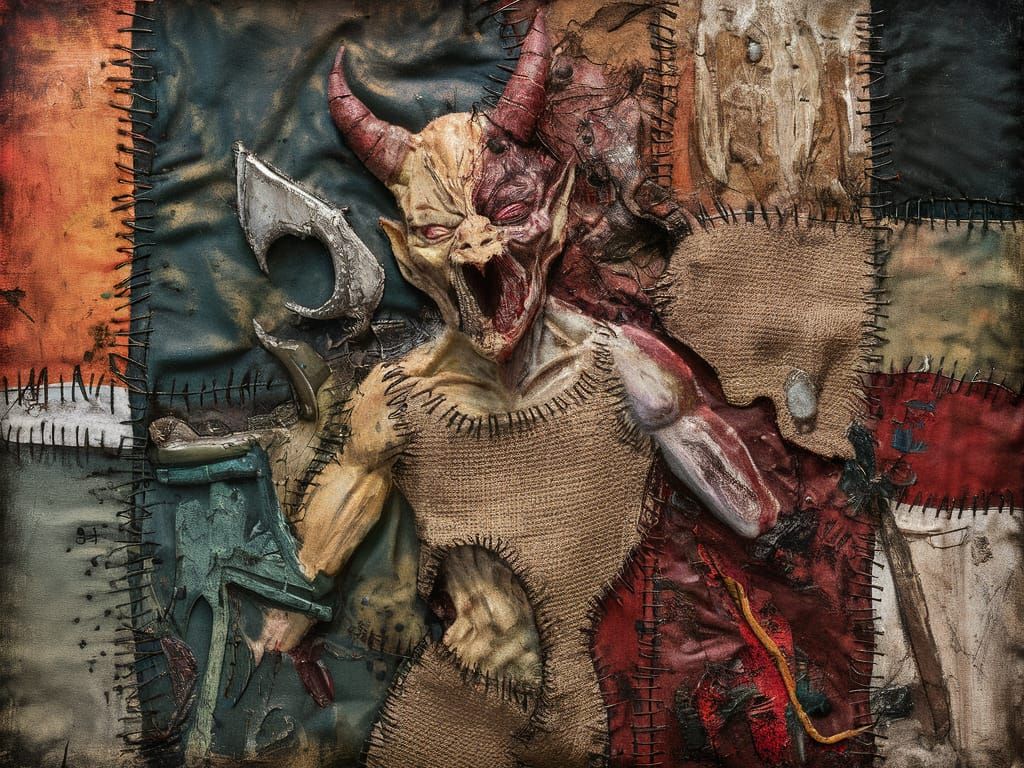 Surreal Demon Figure in Muted Dieselpunk Style