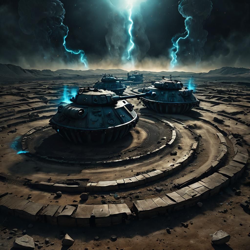 Eerie Tanks Glide Across Barren Landscape