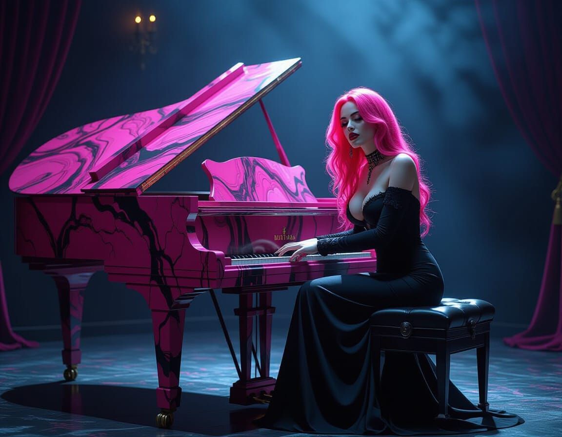 Pink and black piano
