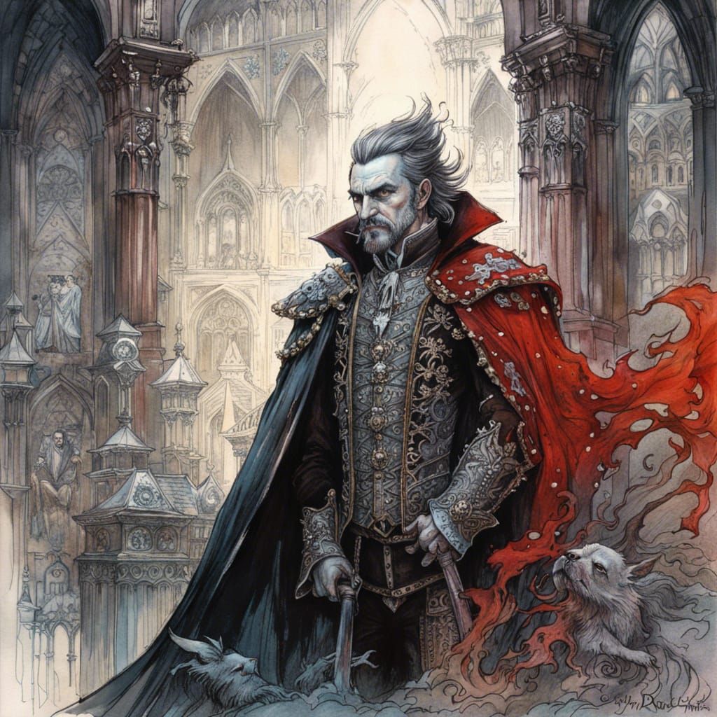 Vampire King Dracula in Medieval Palace