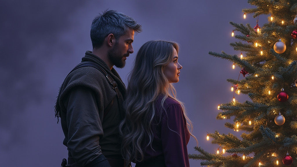 Ethereal Christmas Scene in Storybook Style