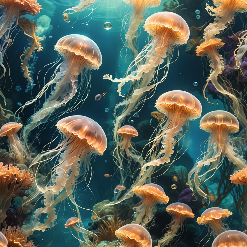 Bioluminescent Jellyfish in Underwater Dreamscape