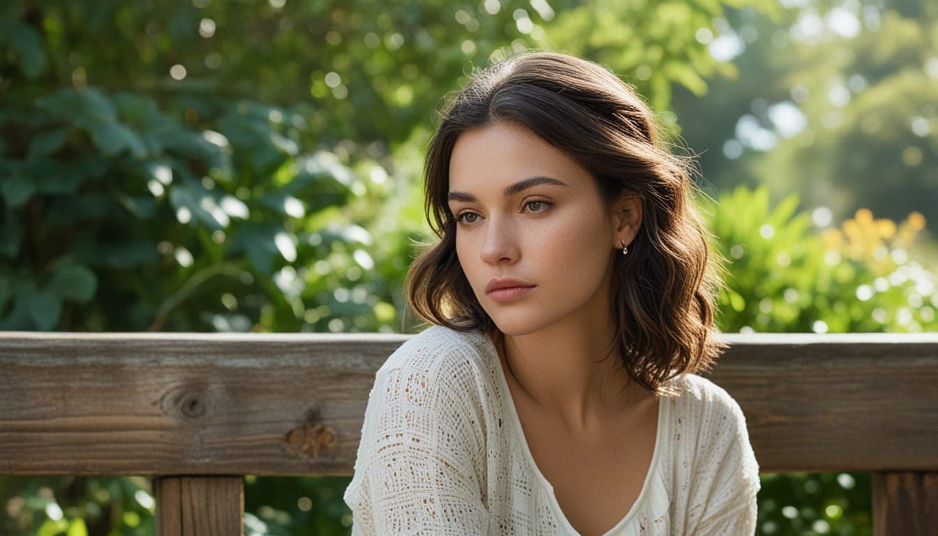 Serene Park Portrait of a Young Woman in Intimate Close-Up