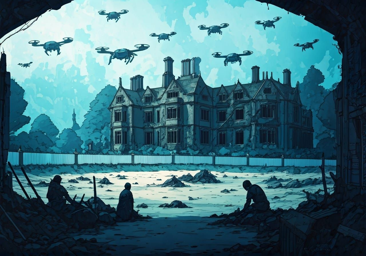 Cyberpunk Dig Site at Derelict Manor, 23rd Century