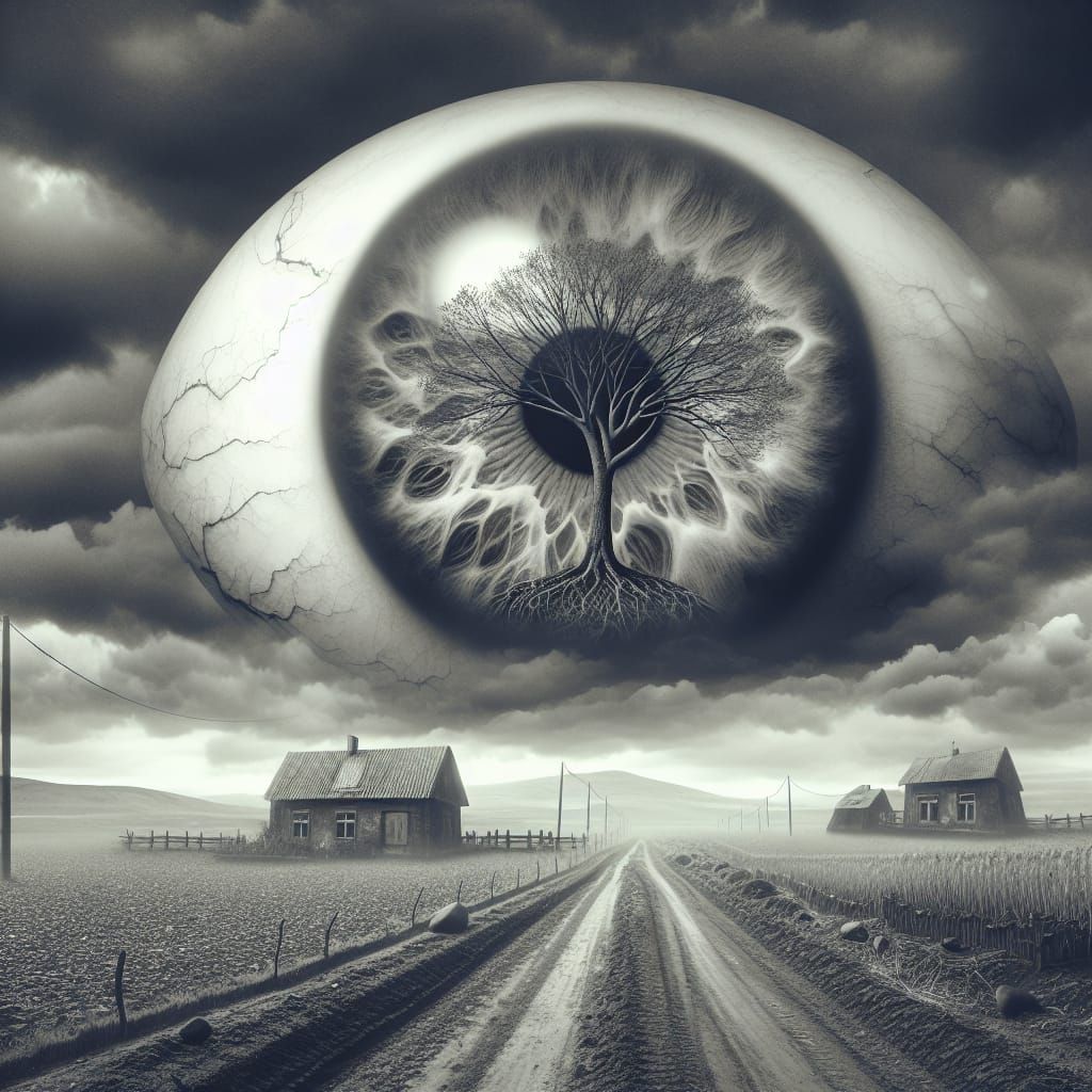 Surreal Eye in Sky: Black and White Photography