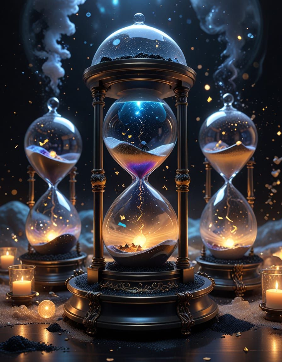Cosmic Hourglass in Ethereal Glow