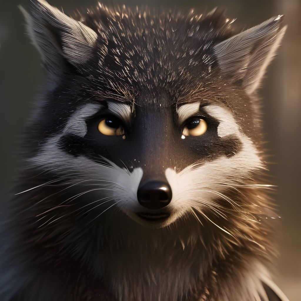 Steampunk Raccoon Robot Portrait in Detailed Armor