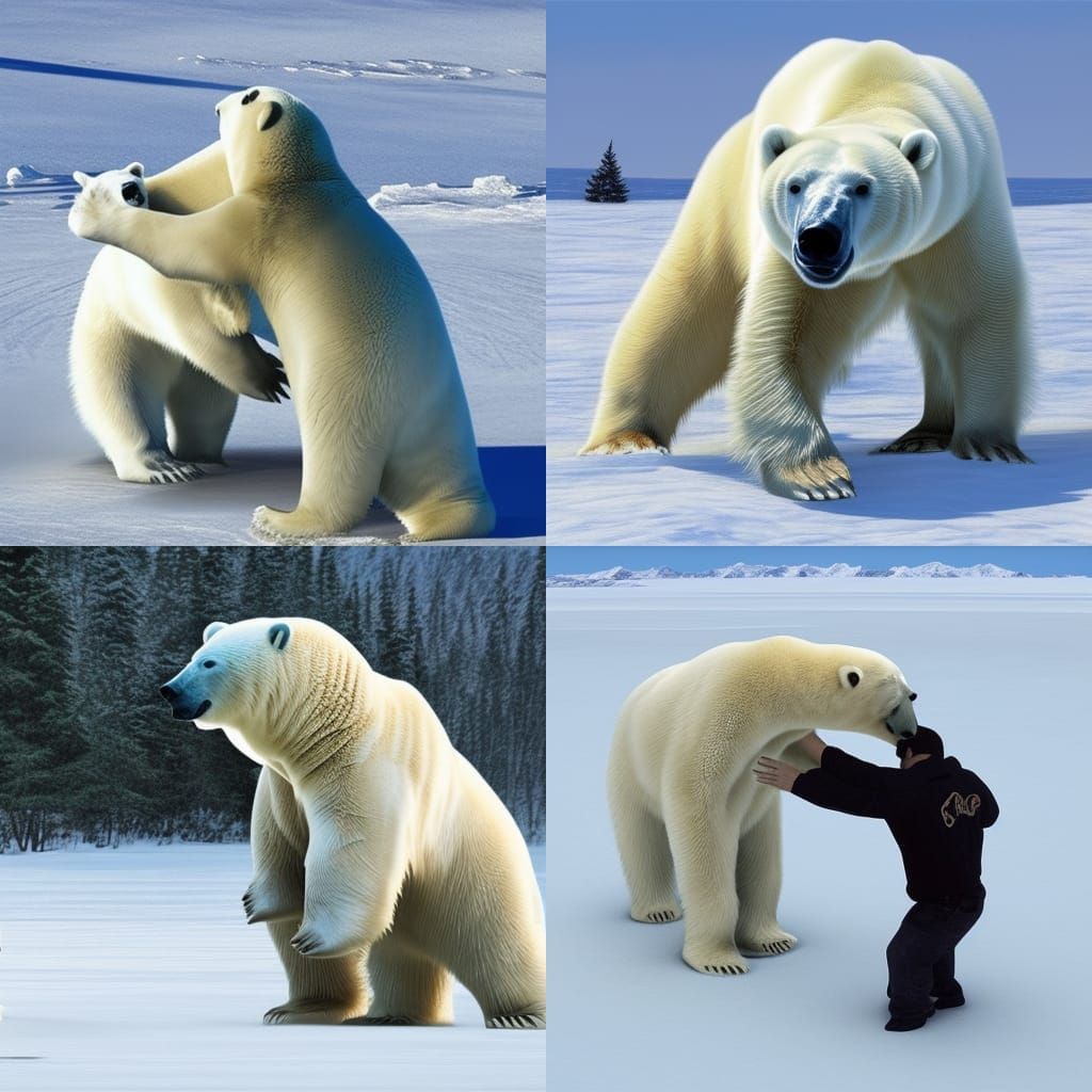 Hyperrealistic Man Versus Polar Bear Showdown