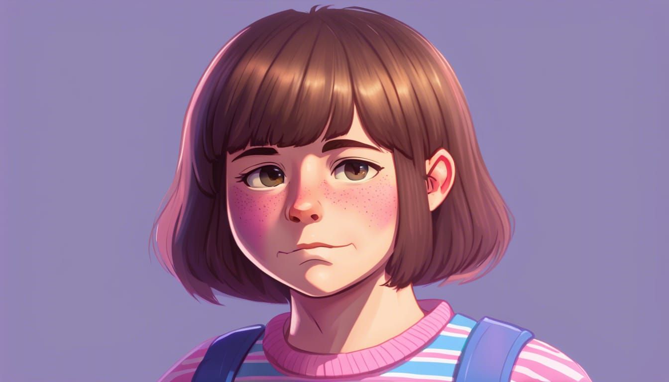Detailed Portrait of Frisk in Digital Art Style
