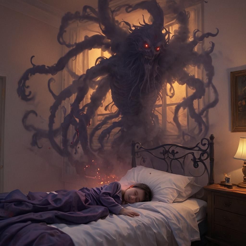 Dark Fantasy Shadow Creature in Anime Style