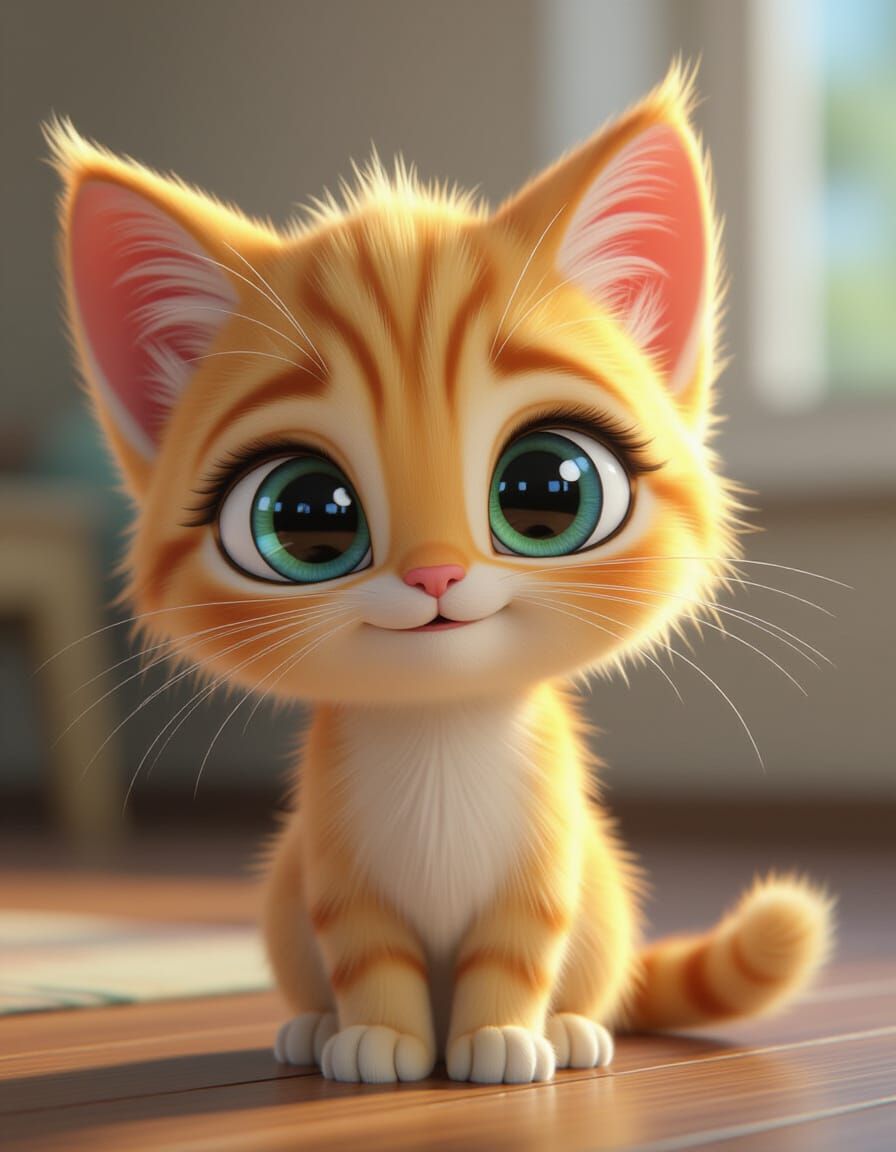 Disney 3D Cat with Big Eyes
