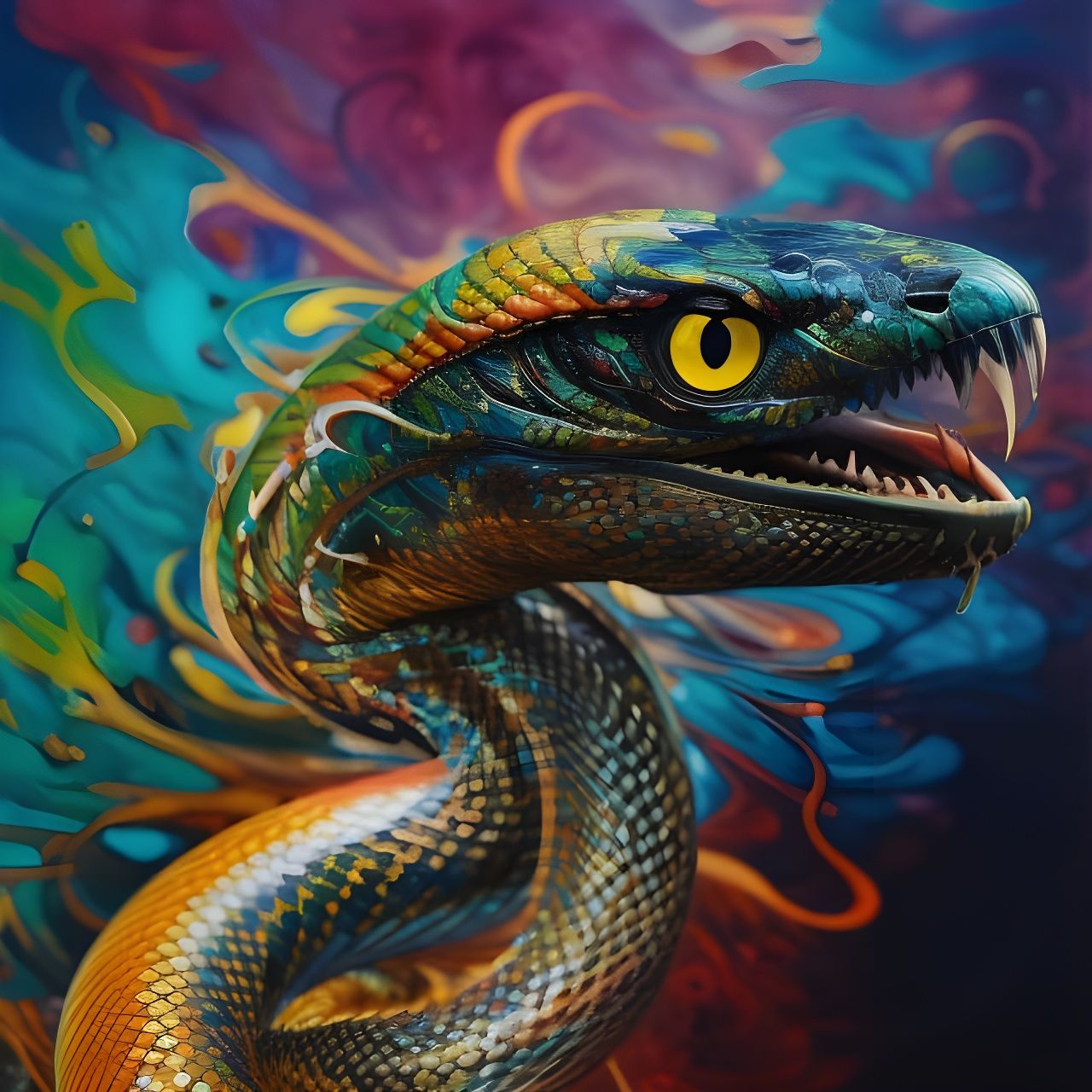 Hyperdetailed Snake Head in Borderlands Style