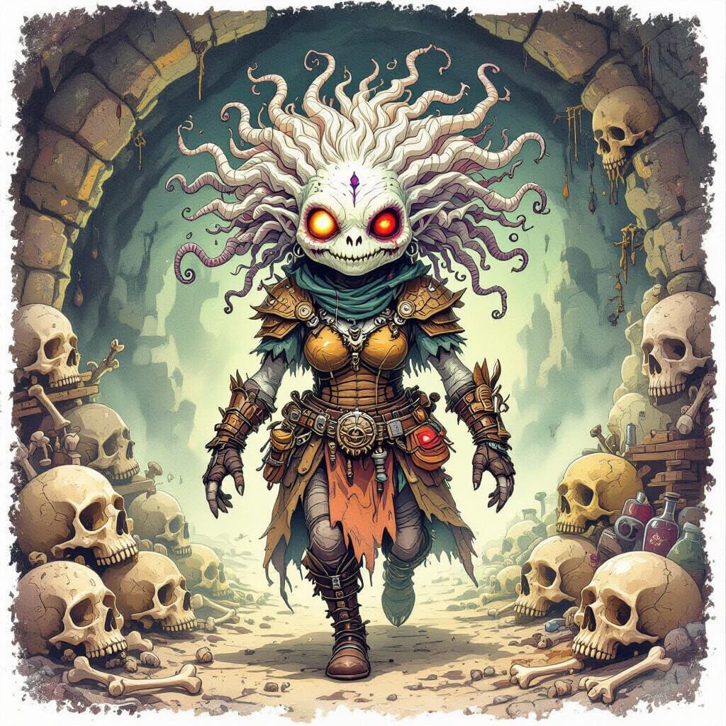 Wicked Reptilian Witch in Leather Armor