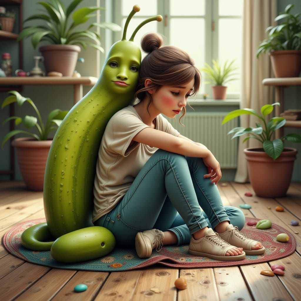 Soothing Comfort in Whimsical Realism as a Gentle Pickle Fri...