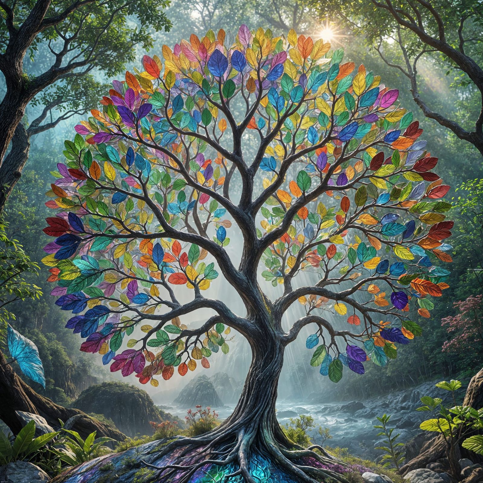 Rainbow Borosilicate Tree of Life Art