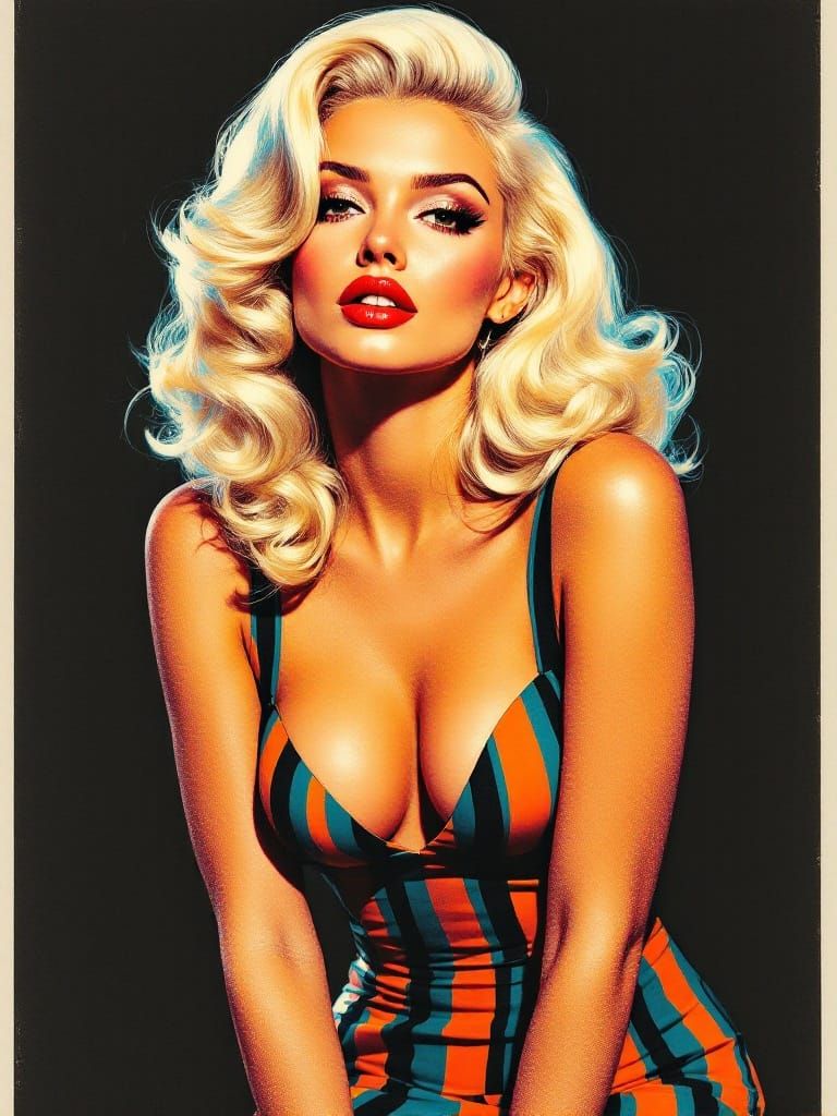 Confident Woman in Bold Risograph Style