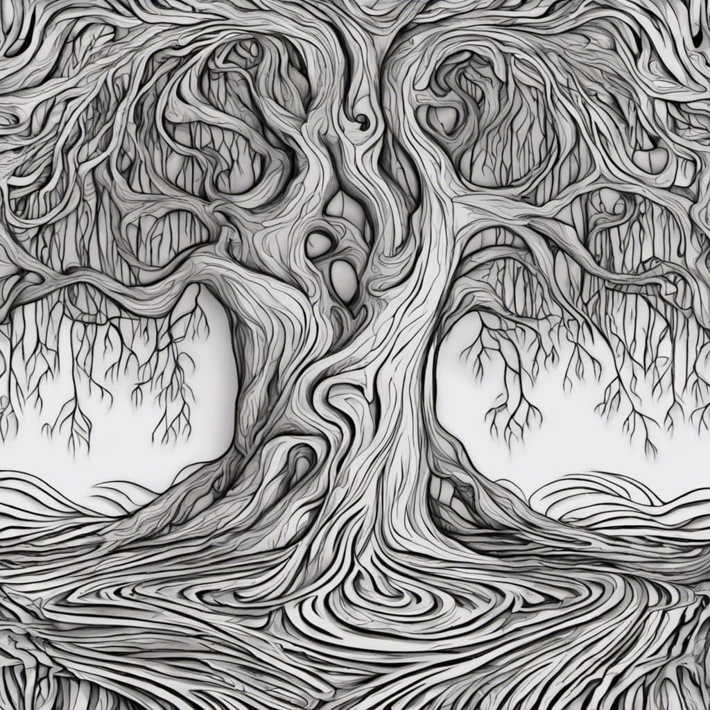 Weeping Willow Tree with Crying Eye: Abstract Fractal Art