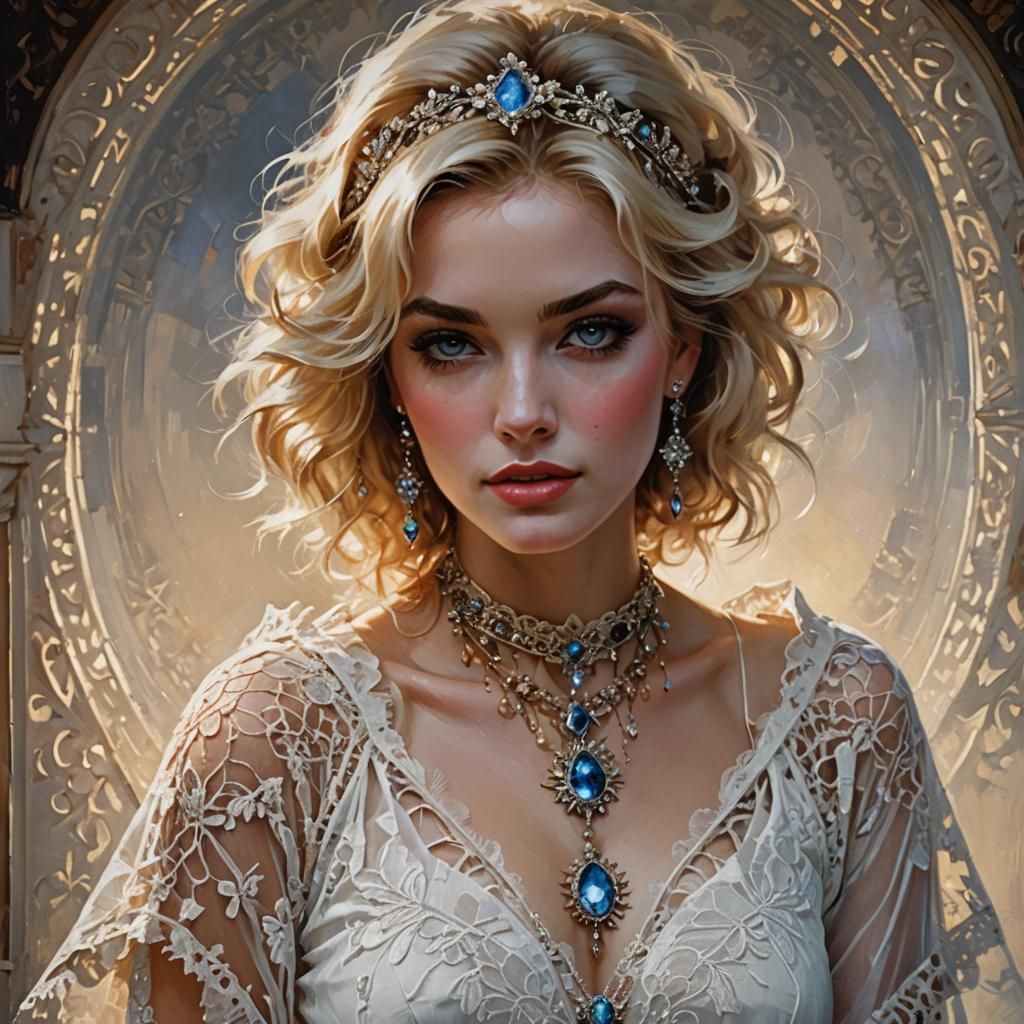 Astral Portrait of Young Woman with Ornate Details