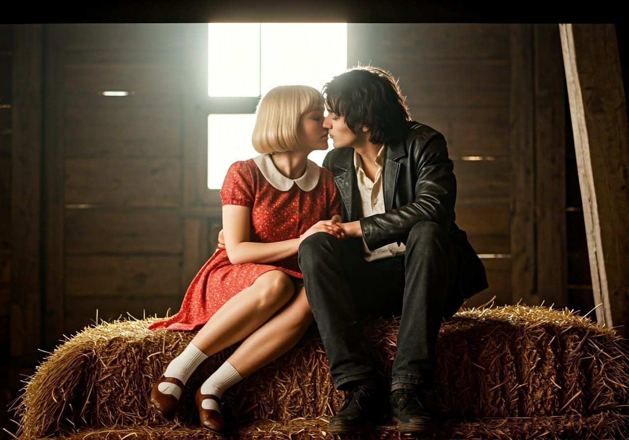 Vintage Romance Widescreen Movie Still with 16mm Film Grain