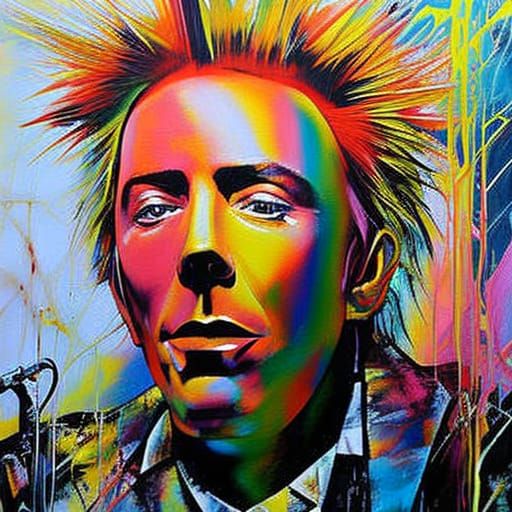 Johnny Rotten Portrait in David Walker Style