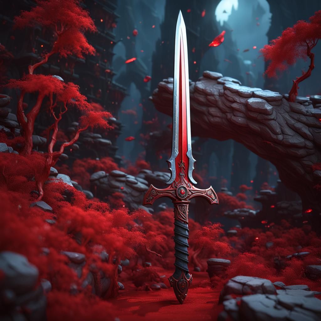 Red Sword with Red Handle: Fantasy Concept Art