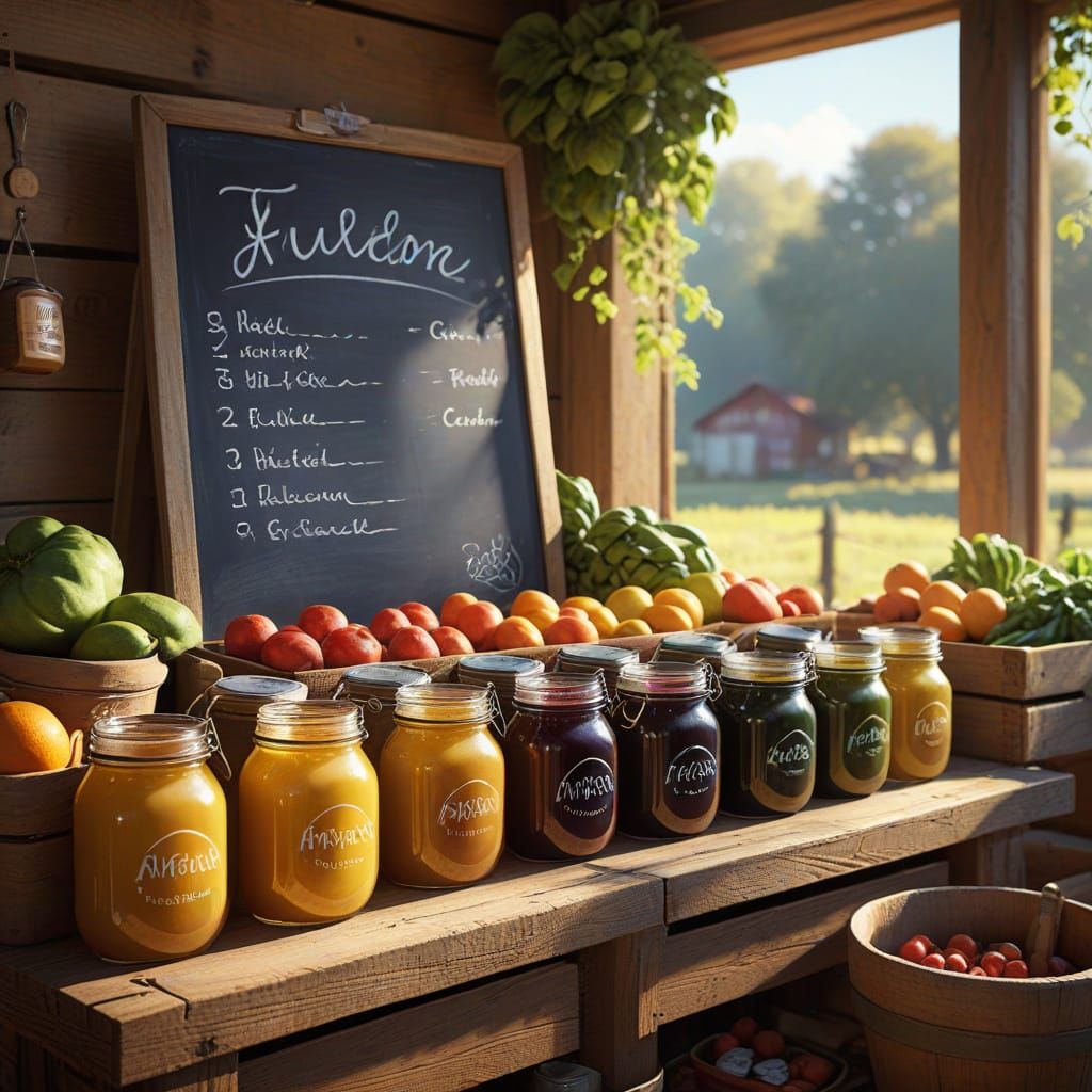 Rustic Farm Stand Still Life in Oil Painting Style