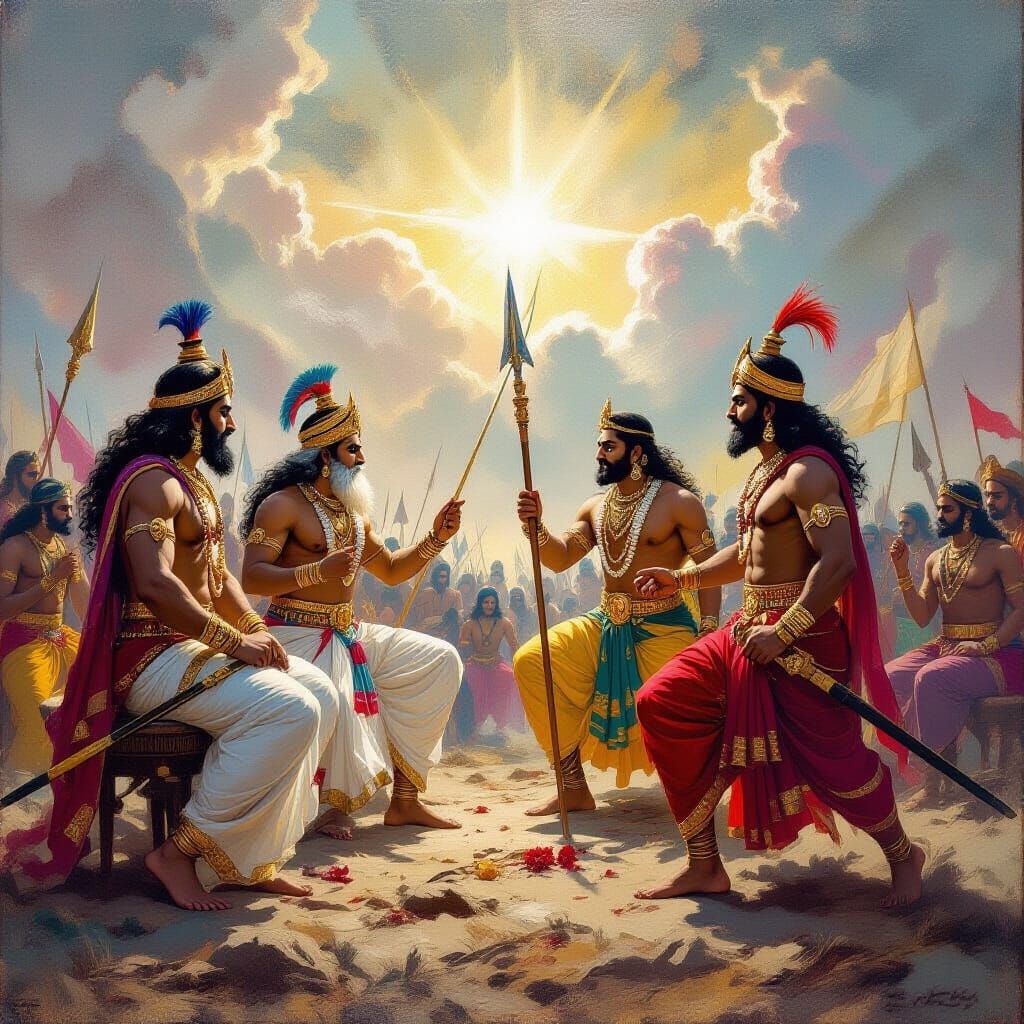 Epic Mahabharat Battlefield with Divine Aura