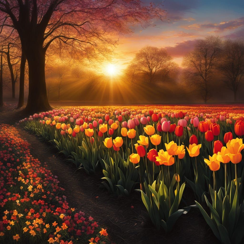 Vibrant Dawn in Anime-Inspired Chiaroscuro