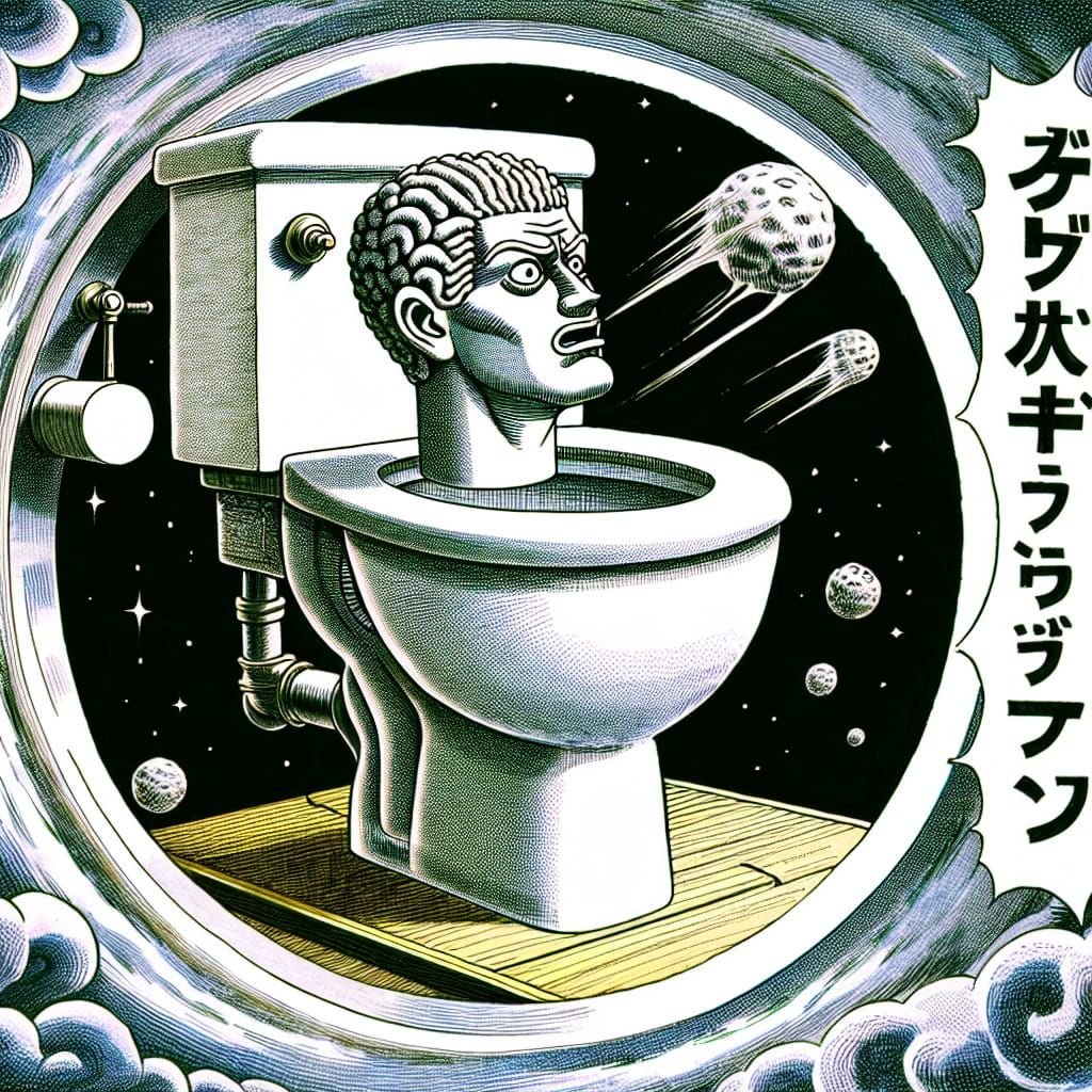 Humorous Skibidi Toilet in Manga Animation Style