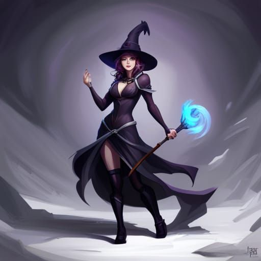 Fantasy Witch Casting Magic in League of Legends Style