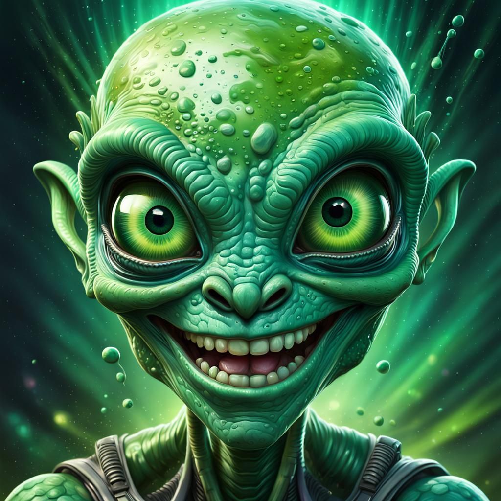 Friendly Space Alien with Large Eyes and Smile