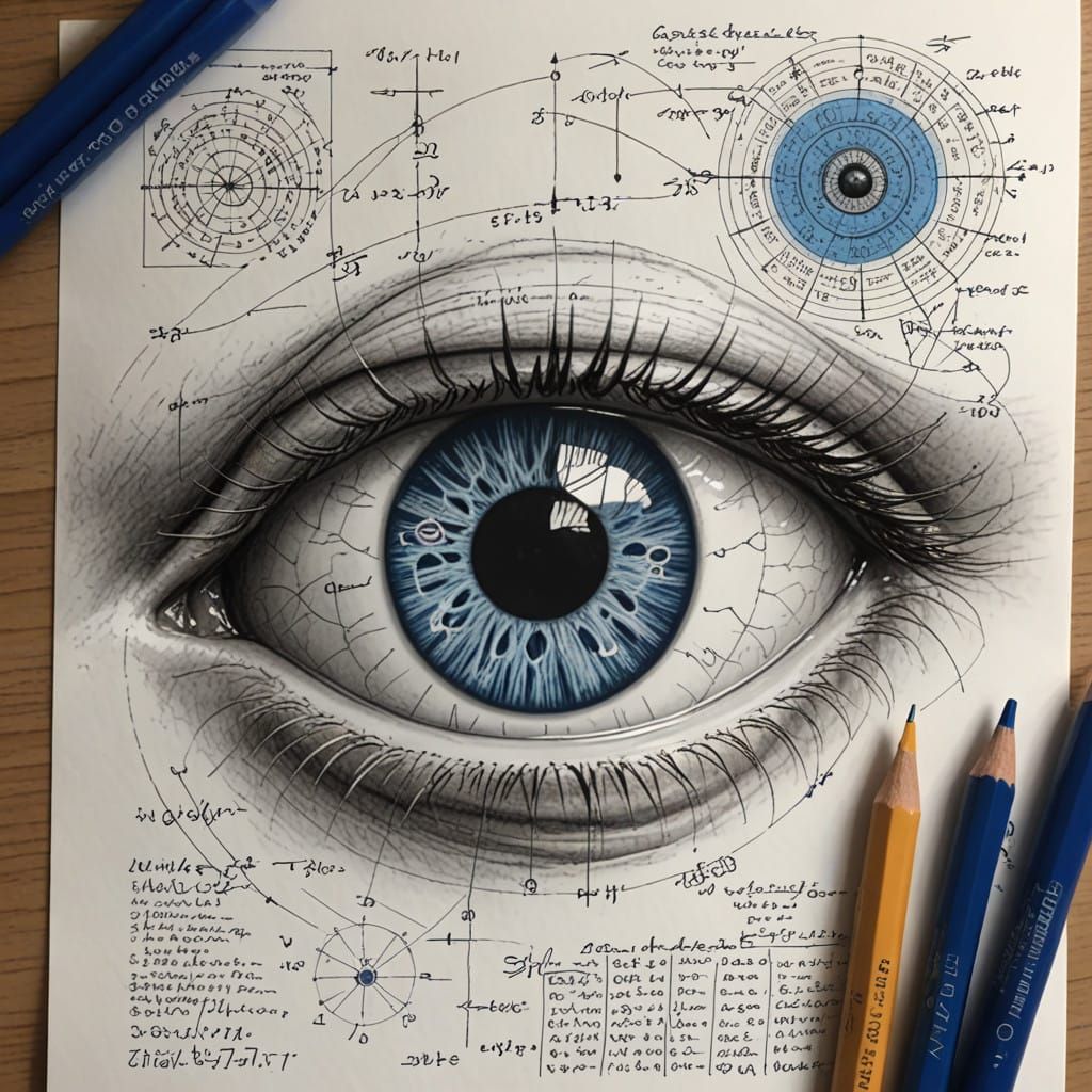 Technical Blue Eye in Whirlpool of Math Formulas