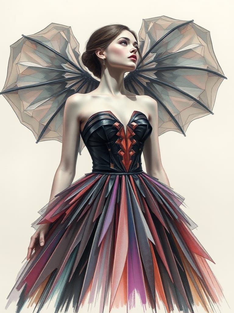 Woman in Iris van Herpen Dress: Street Art Style