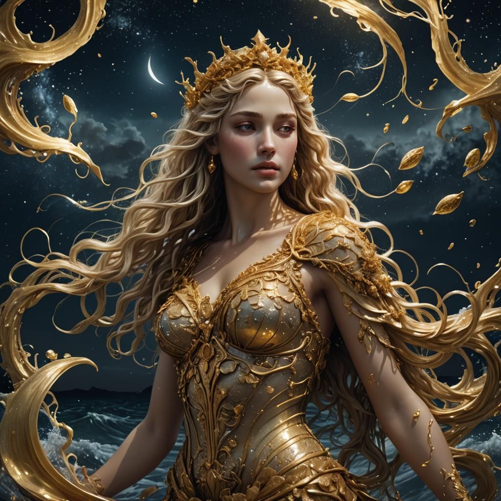 Aphrodite Rising from the Sea in Digital Art